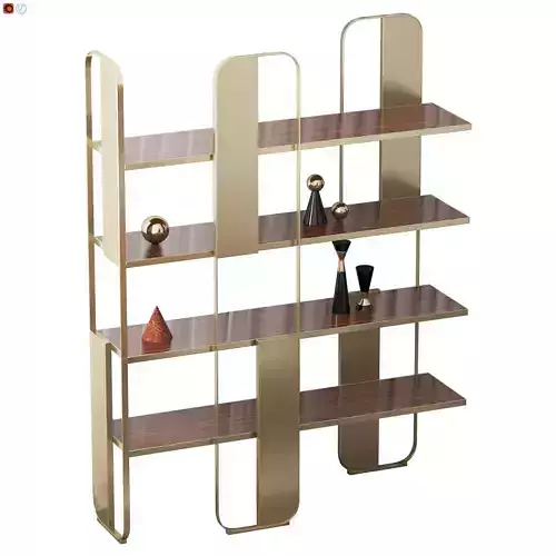 Giselle gold shelf with three shelves 3D model