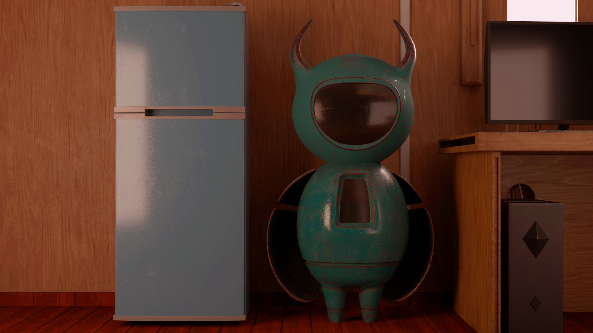 bedroom wooden box in program 3D model_7