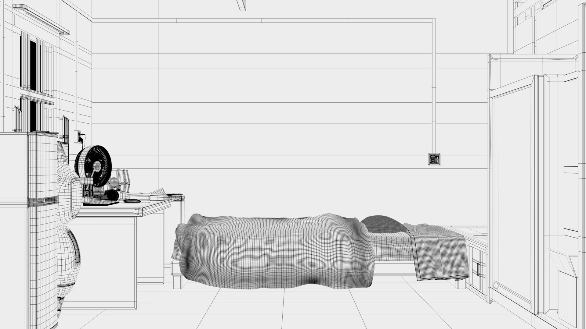 bedroom wooden box in program 3D model_5