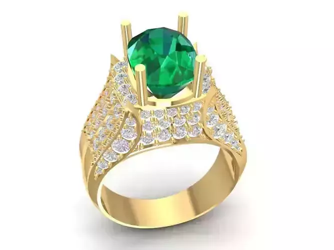 Bold Statement Emerald Diamond Ring for Men  712