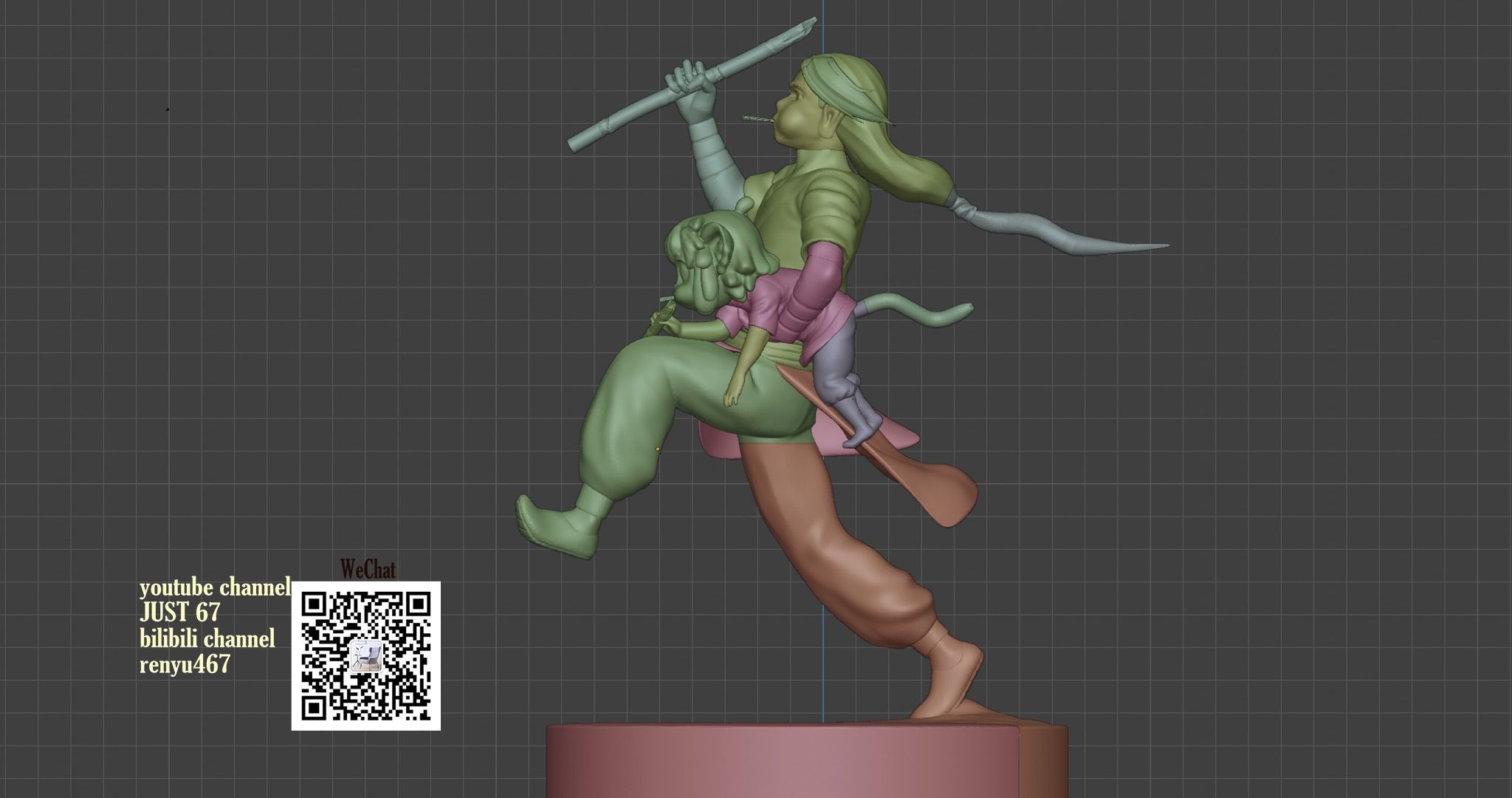 The Legend of Hei Xiao Hei and master Wuxian 3D print model_5