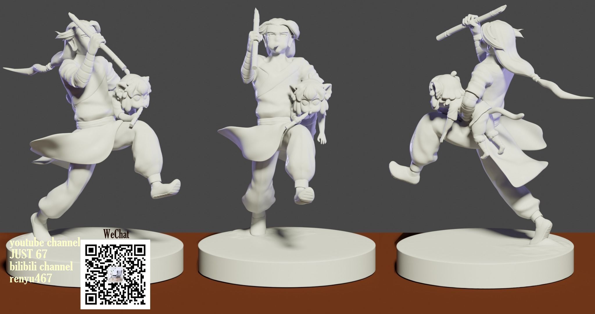 The Legend of Hei Xiao Hei and master Wuxian 3D print model_3