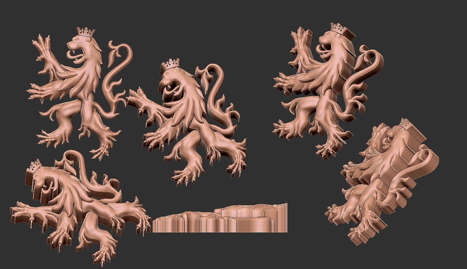 heraldic lion jewelry piece 3D print model_13