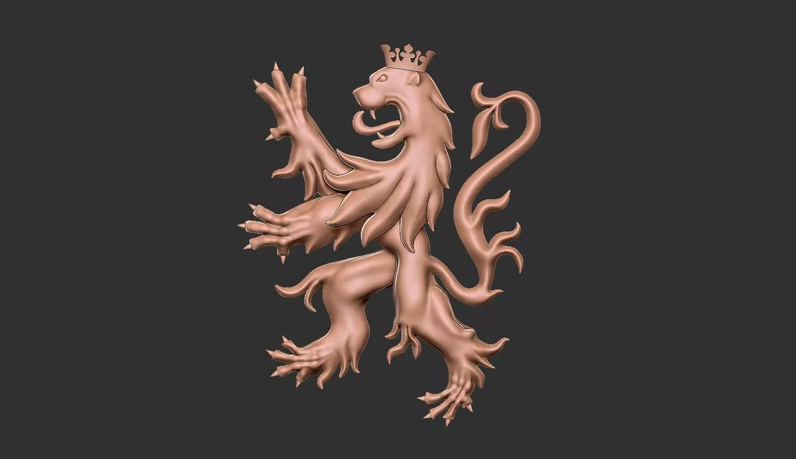 heraldic lion jewelry piece 3D print model_0