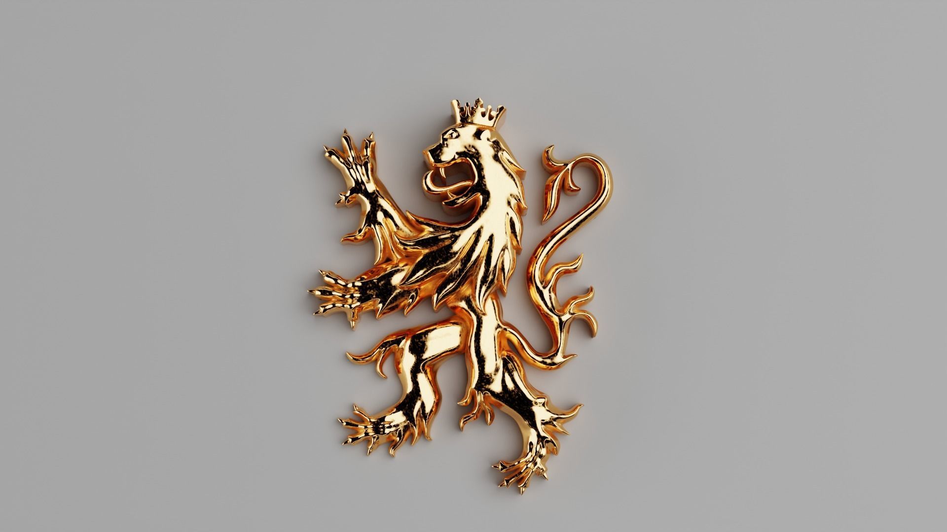 heraldic lion jewelry piece 3D print model_1
