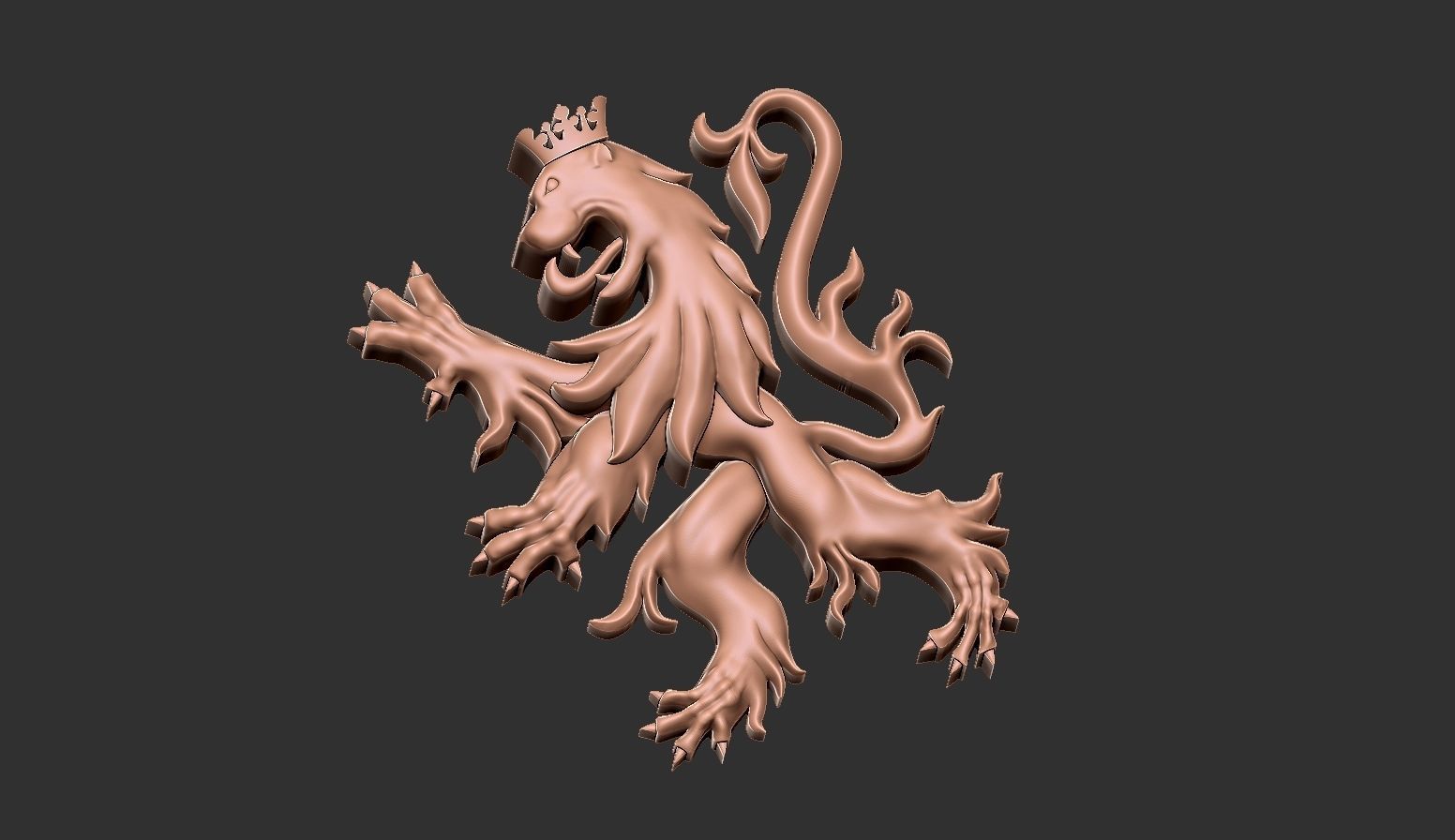 heraldic lion jewelry piece 3D print model_14