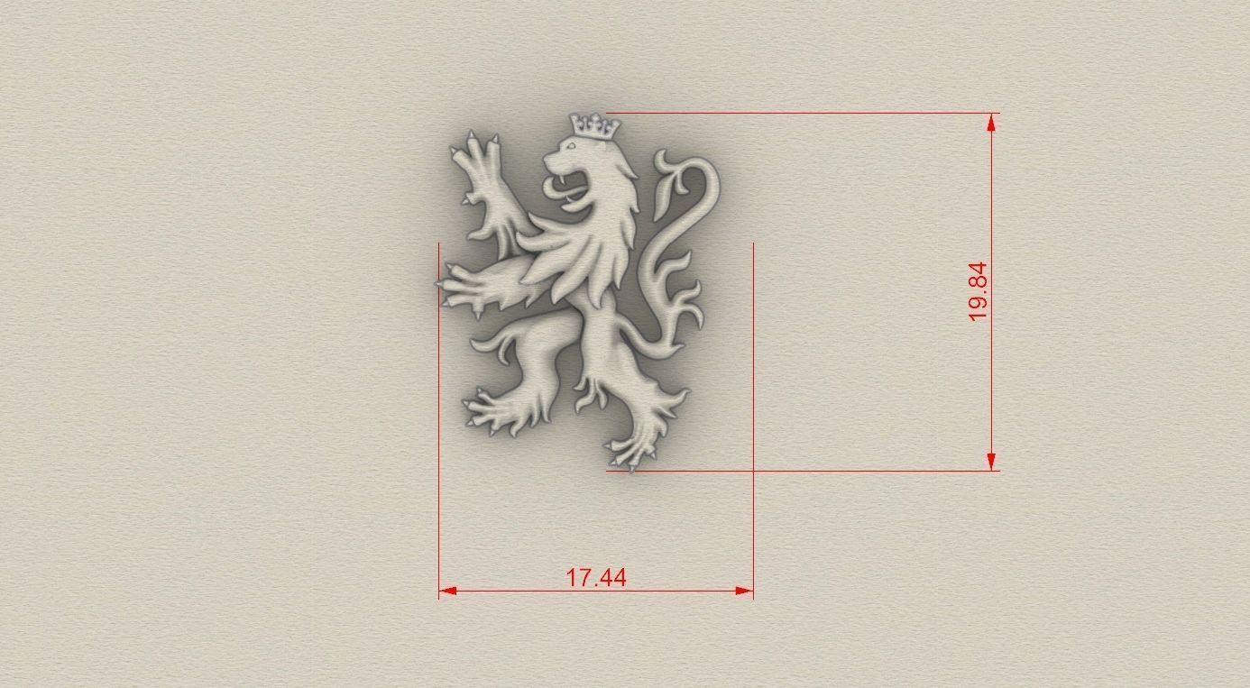 heraldic lion jewelry piece 3D print model_4