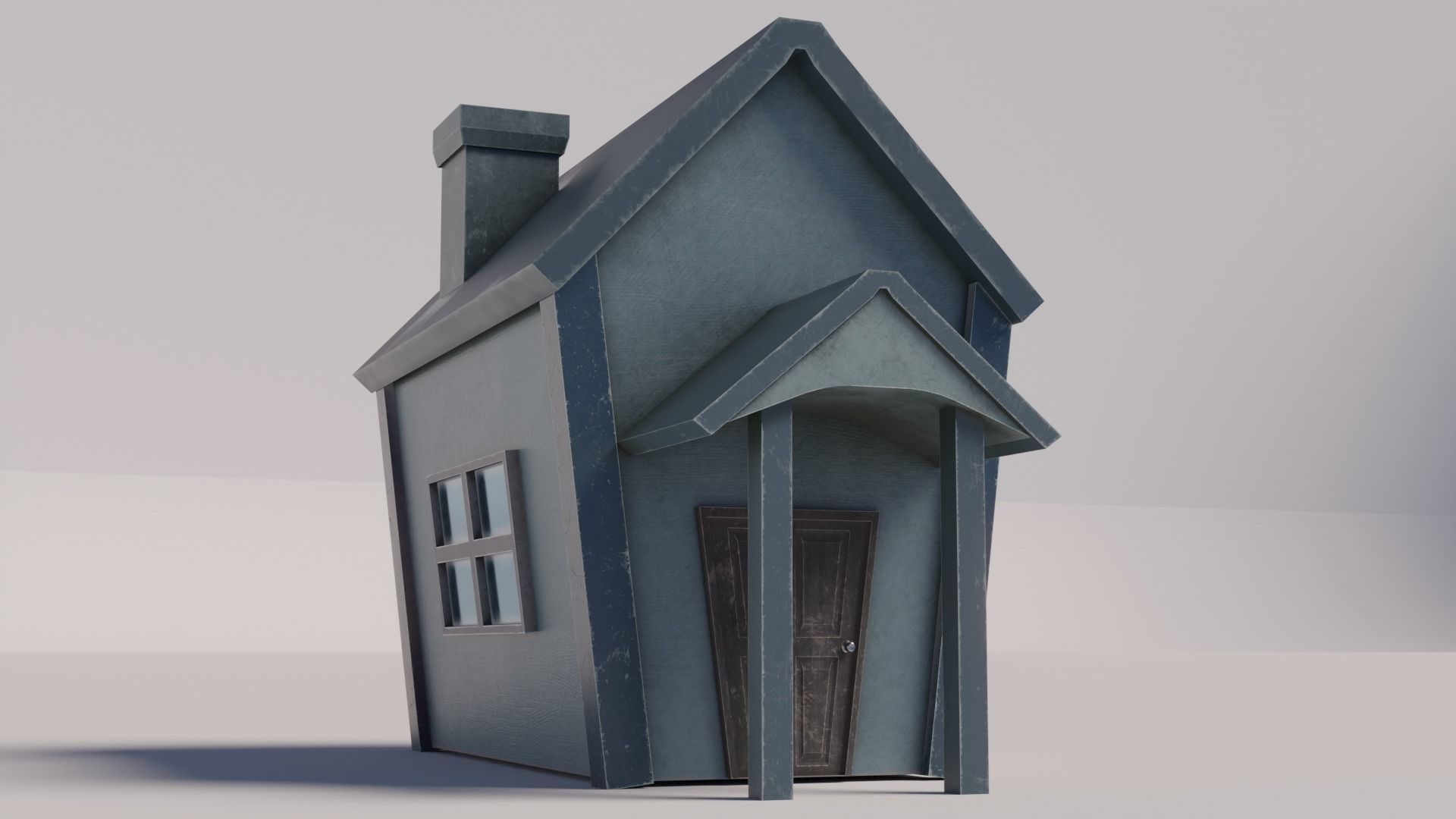 Old Dirty Toon House Low-poly 3D model_14