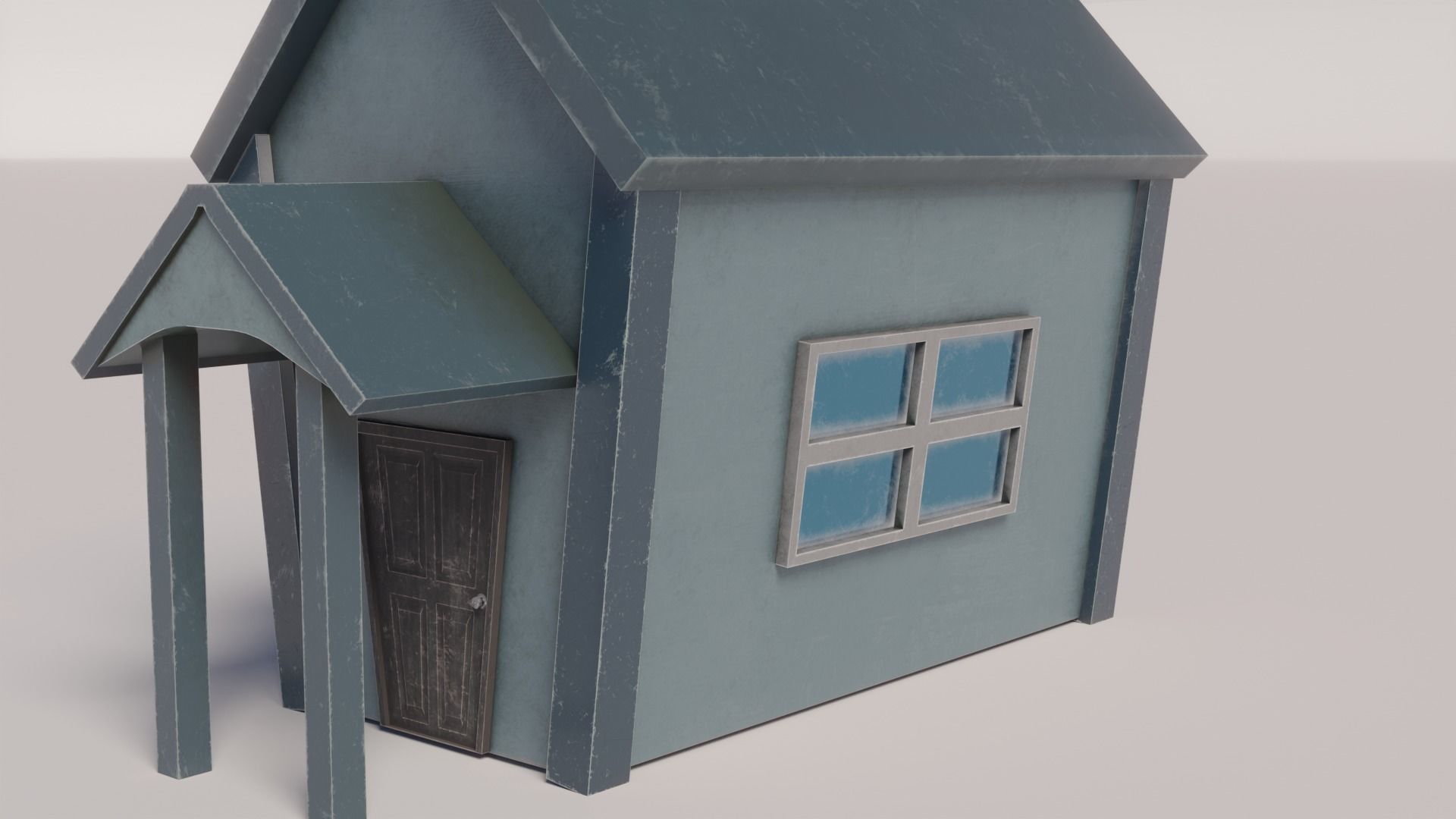 Old Dirty Toon House Low-poly 3D model_10