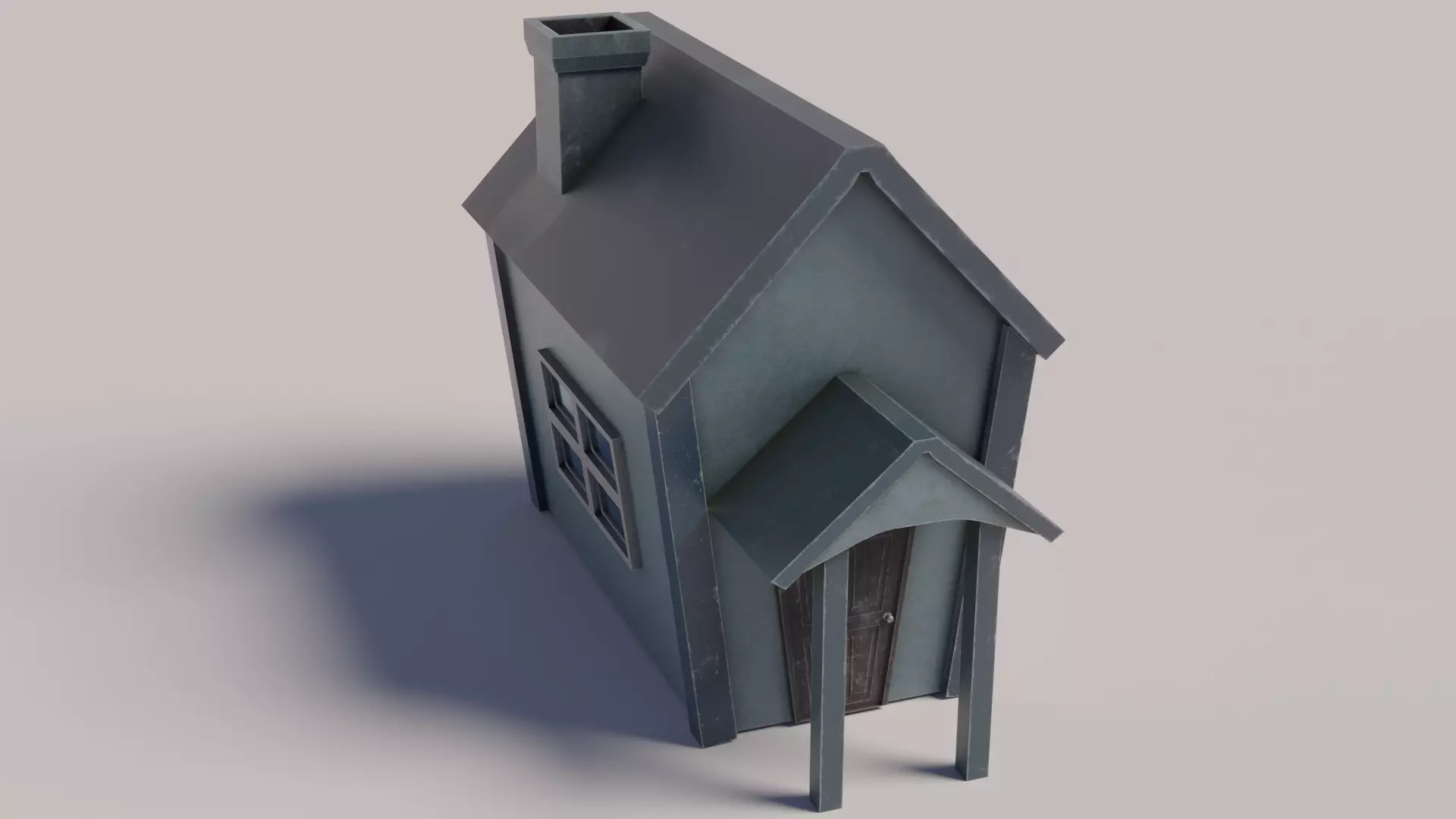 Old Dirty Toon House Low-poly 3D model_0