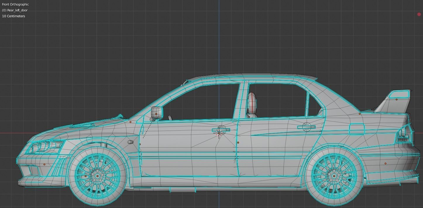 Mitsubishi Lancer Evolution 7 Low-poly 3D model_15