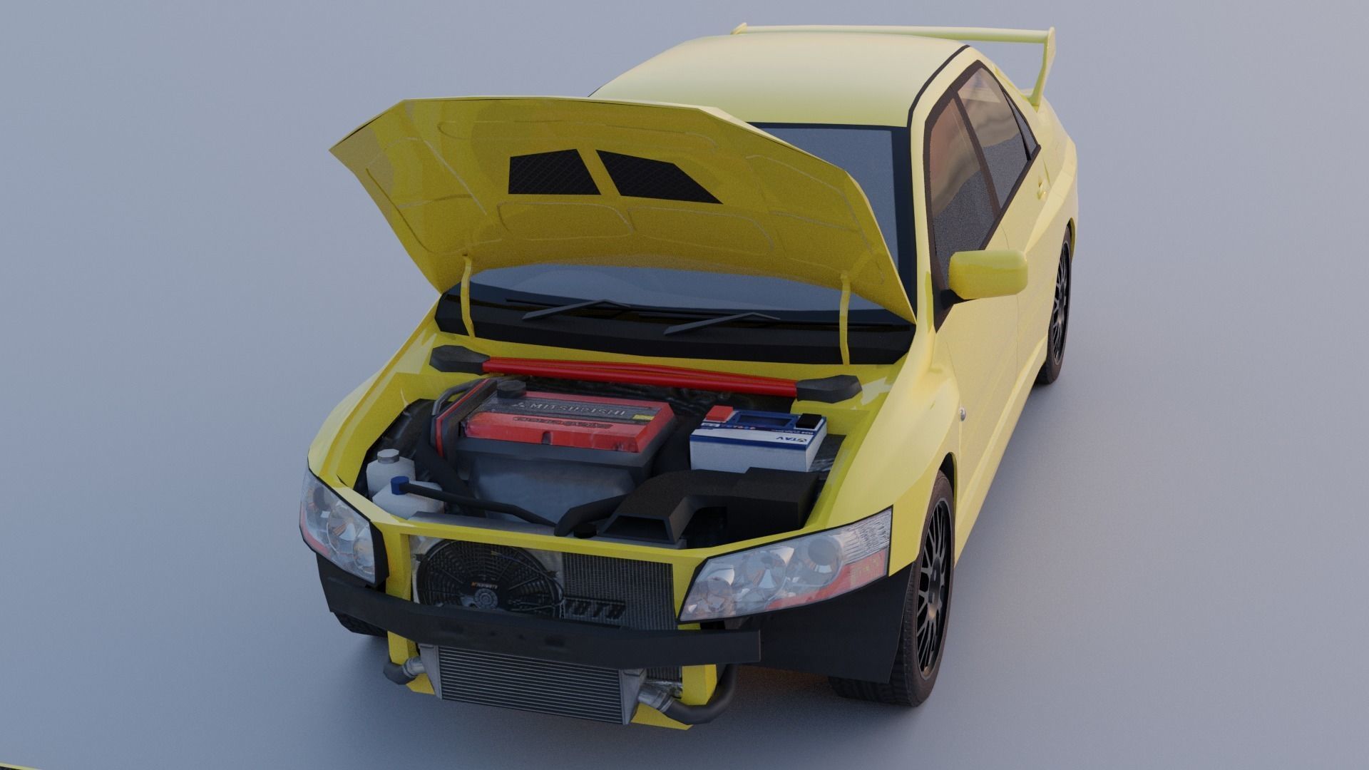 Mitsubishi Lancer Evolution 7 Low-poly 3D model_9