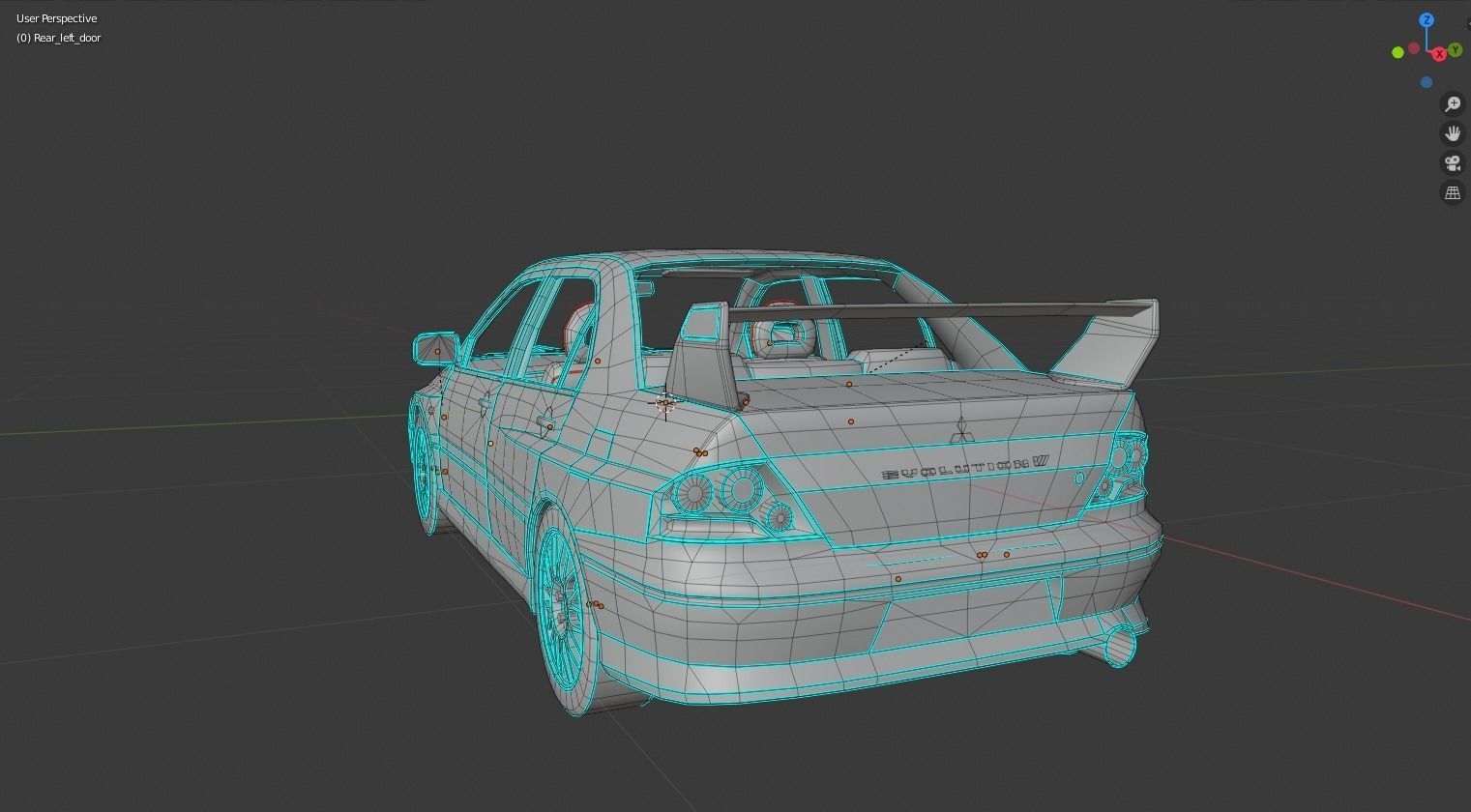 Mitsubishi Lancer Evolution 7 Low-poly 3D model_16