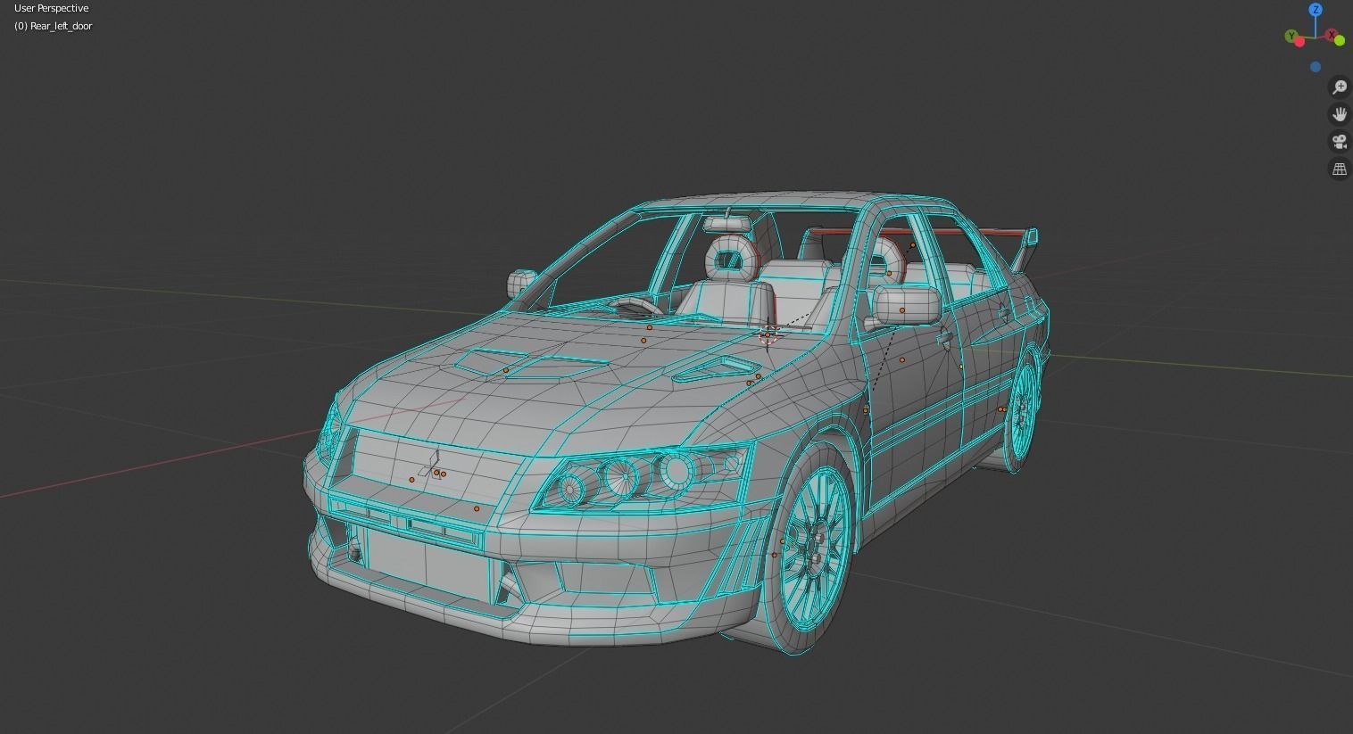 Mitsubishi Lancer Evolution 7 Low-poly 3D model_14
