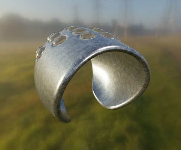 Alien Looking Silvery Metal Diamond Encrusted Cuff Earring Free 3D model