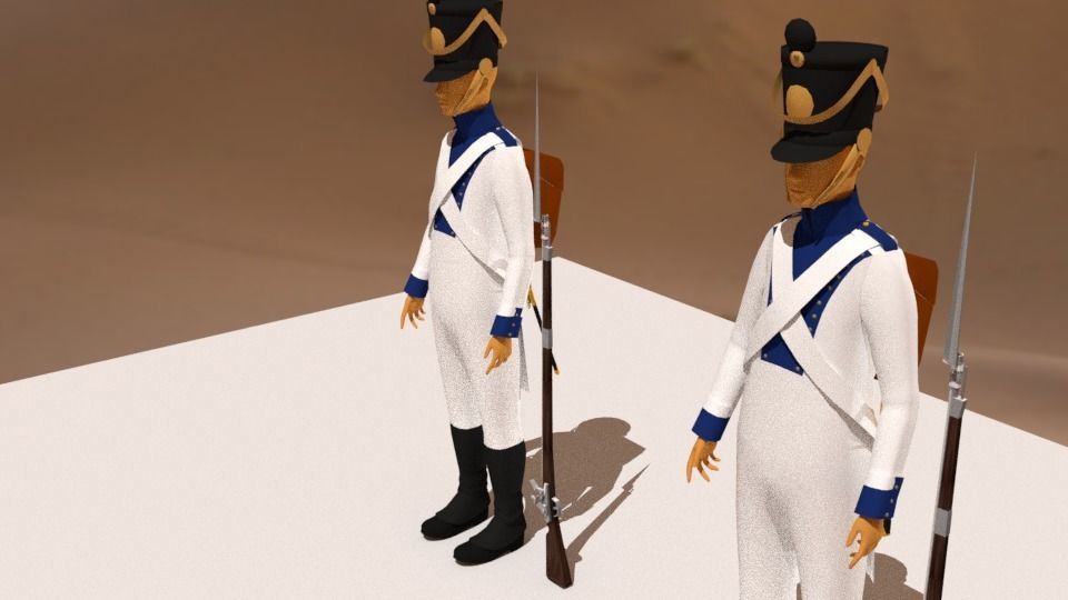 Westphalian soldier and officer  Napoleonic wars Free low-poly 3D model_4