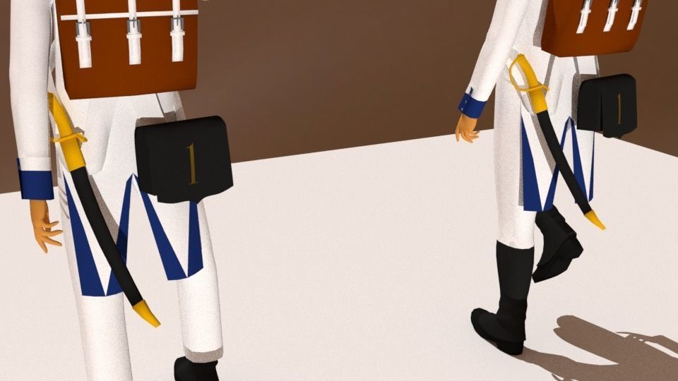 Westphalian soldier and officer  Napoleonic wars Free low-poly 3D model_8
