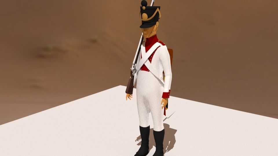 Westphalian soldier and officer  Napoleonic wars Free low-poly 3D model_2