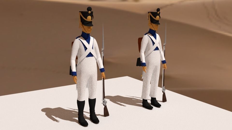 Westphalian soldier and officer  Napoleonic wars Free low-poly 3D model_25