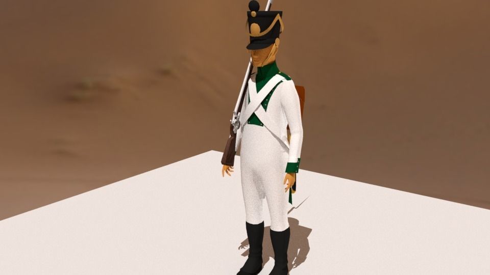 Westphalian soldier and officer  Napoleonic wars Free low-poly 3D model_11
