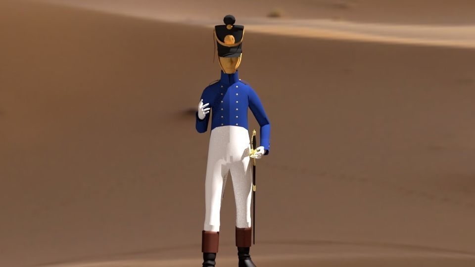 Westphalian soldier and officer  Napoleonic wars Free low-poly 3D model_3