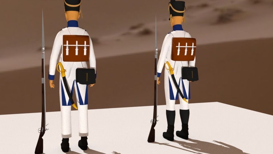 Westphalian soldier and officer  Napoleonic wars Free low-poly 3D model_5