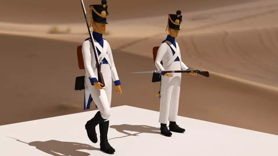 Westphalian soldier and officer  Napoleonic wars Free low-poly 3D model_0