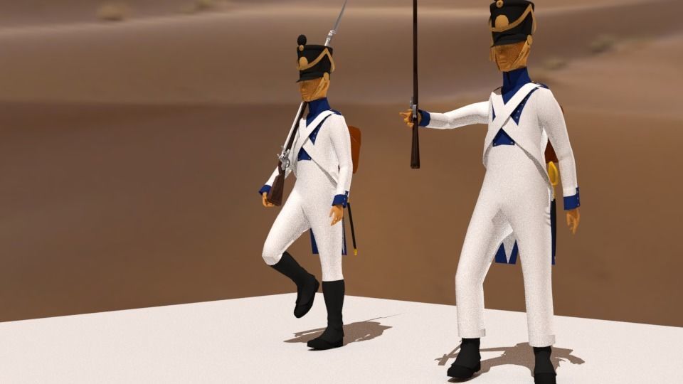 Westphalian soldier and officer  Napoleonic wars Free low-poly 3D model_7