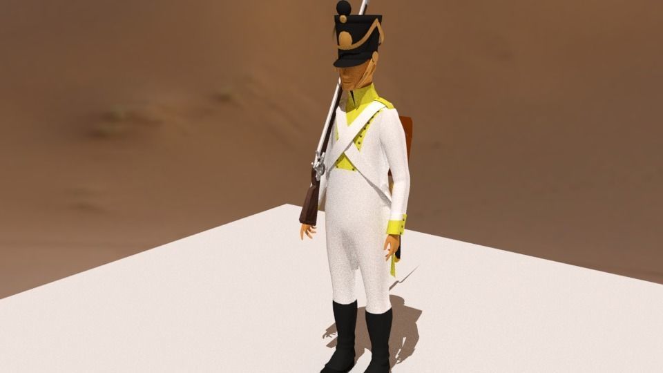 Westphalian soldier and officer  Napoleonic wars Free low-poly 3D model_6