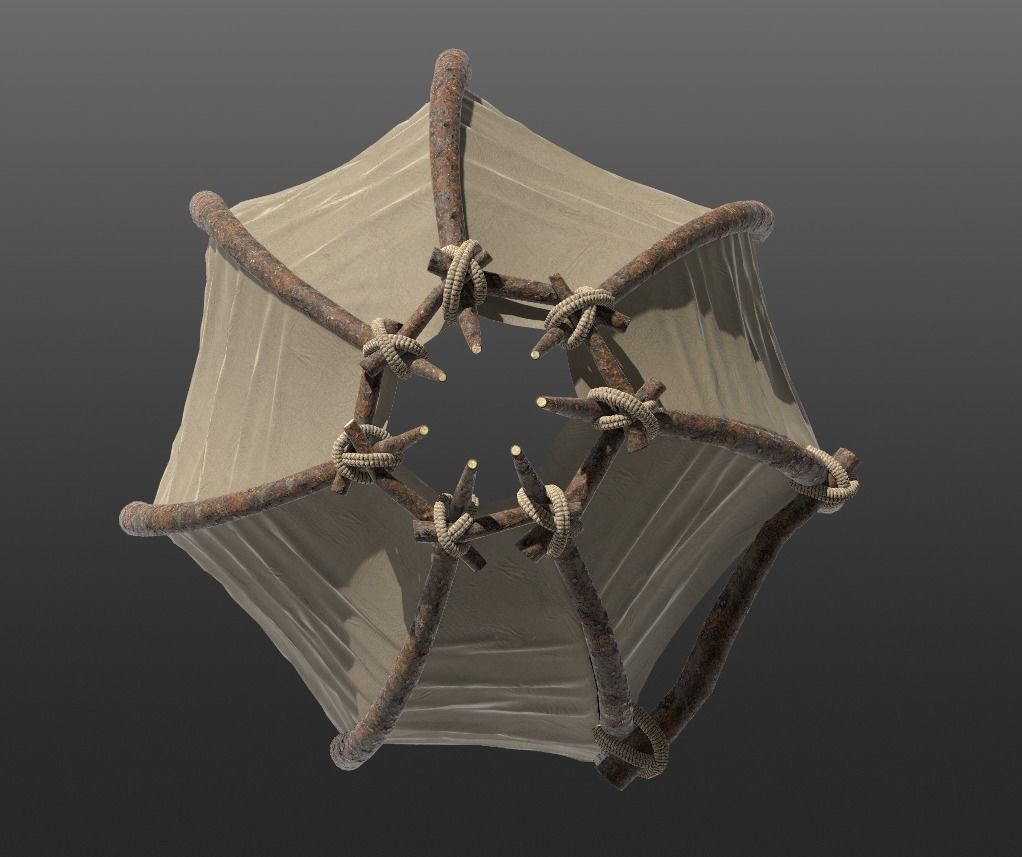 Primitive Leather Hut Low-poly 3D model_2