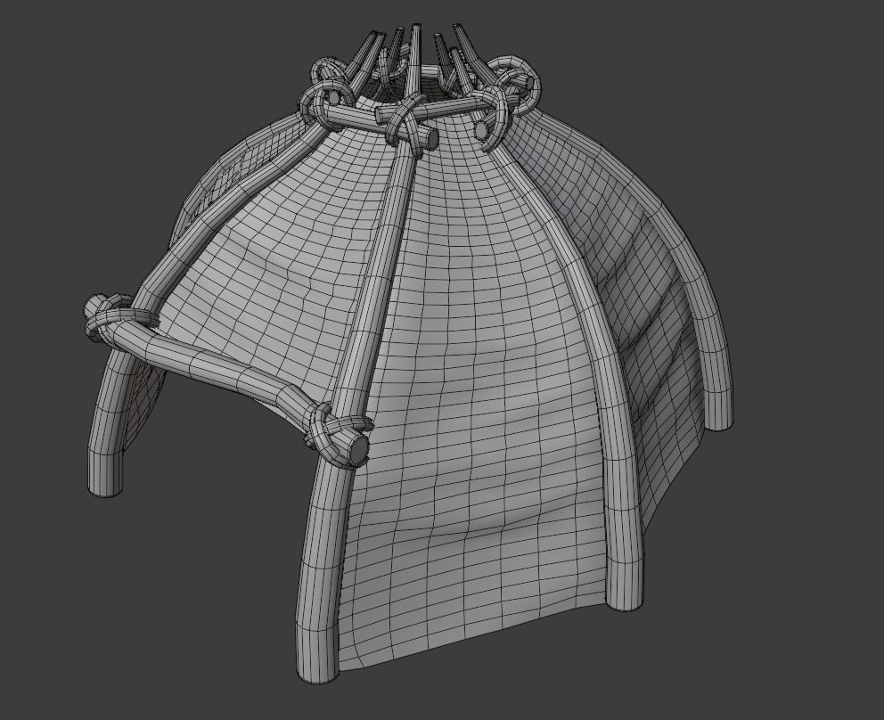 Primitive Leather Hut Low-poly 3D model_3