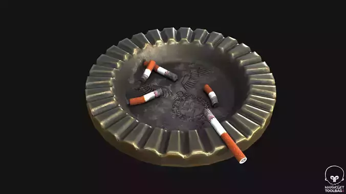 WW2 Ashtray PBR Game Ready Low-poly 3D model