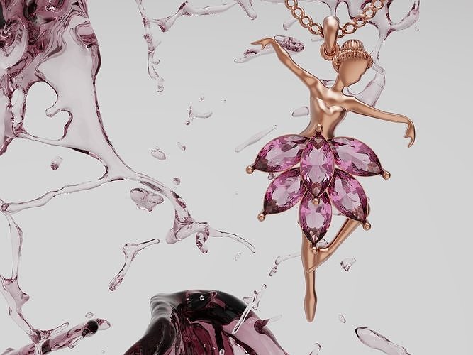 ballerina amethyst pendant 3D print model