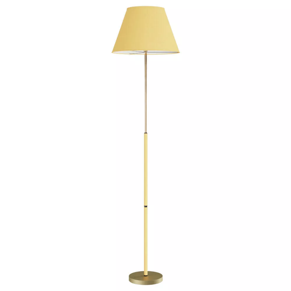 Classic style floor lamp with textile shade and wood decor 3D model