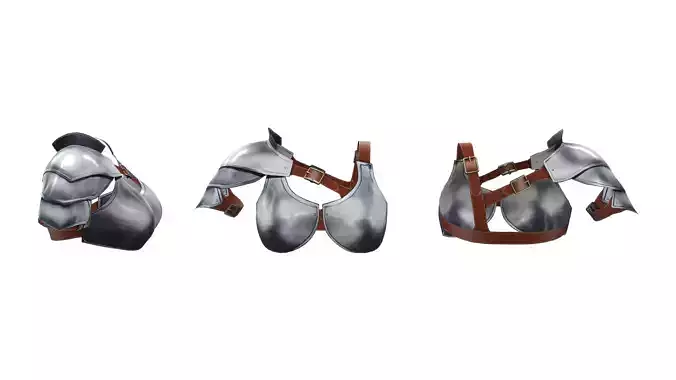 Metal Bra and Shoulder Shield Low-poly 3D model