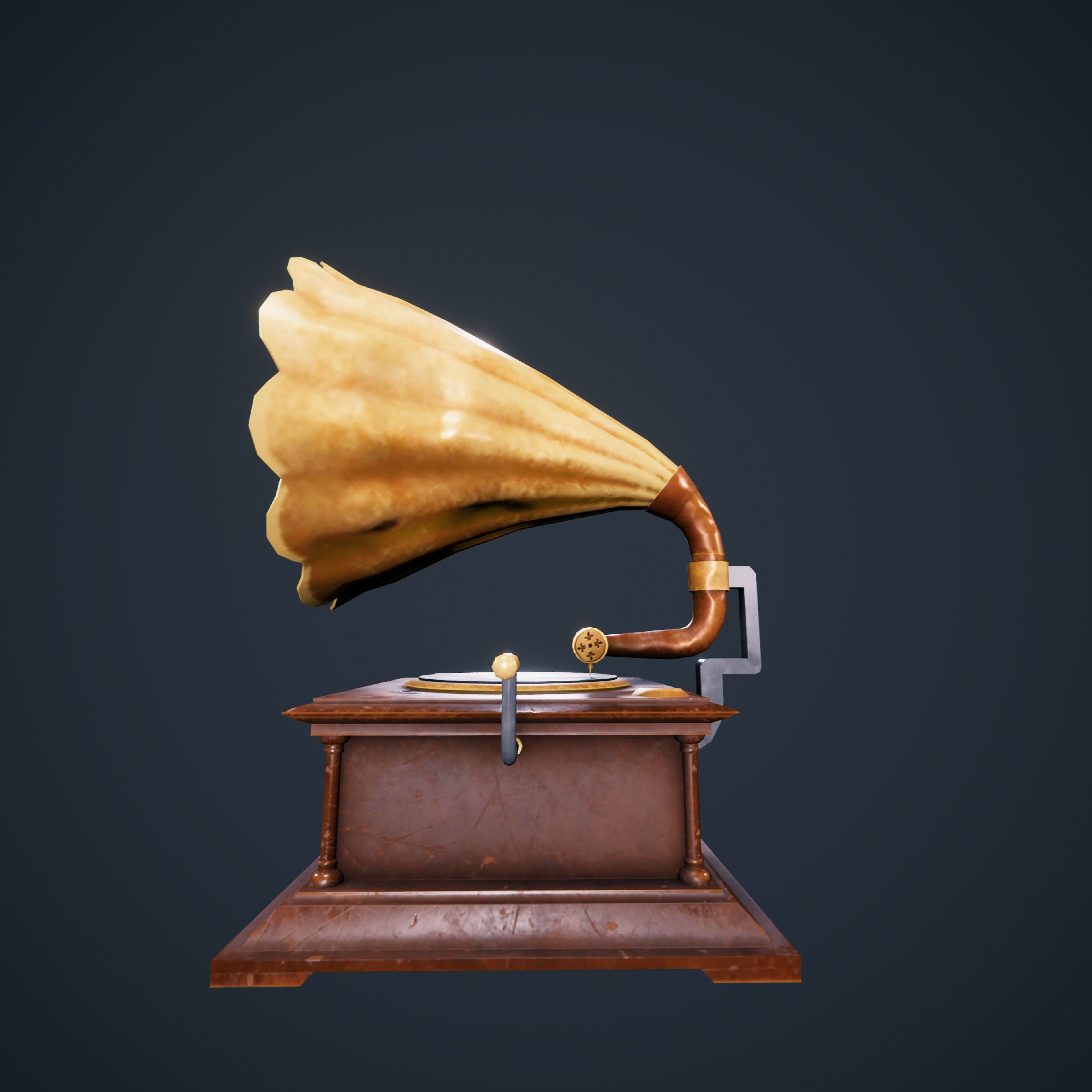Gramphone Low Poly Game Ready gramophone Low-poly 3D model_6