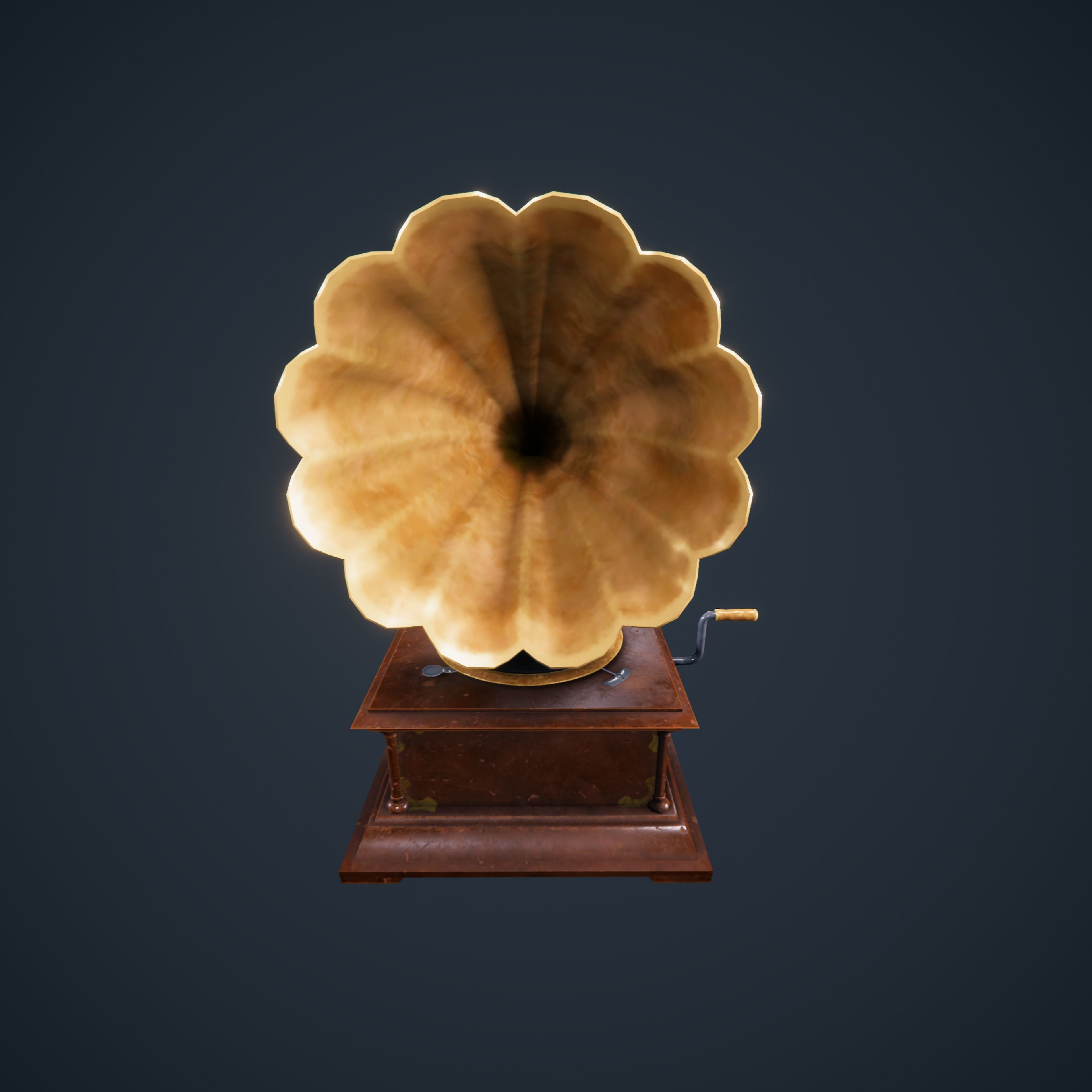 Gramphone Low Poly Game Ready gramophone Low-poly 3D model_9