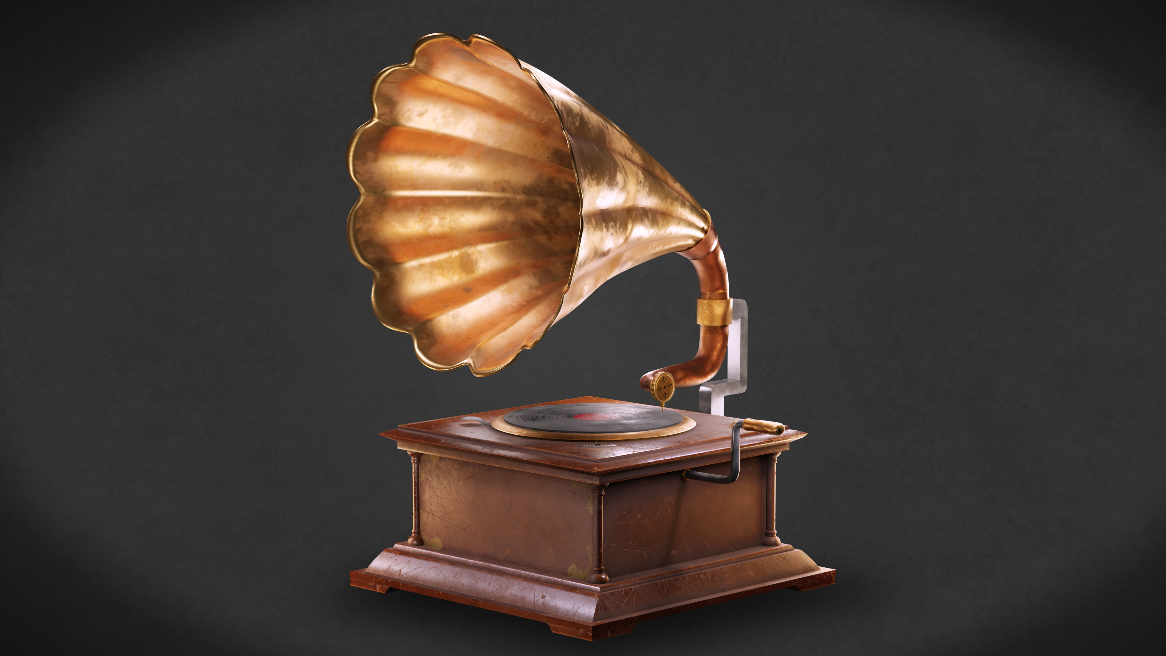 Gramphone Low Poly Game Ready gramophone Low-poly 3D model_1