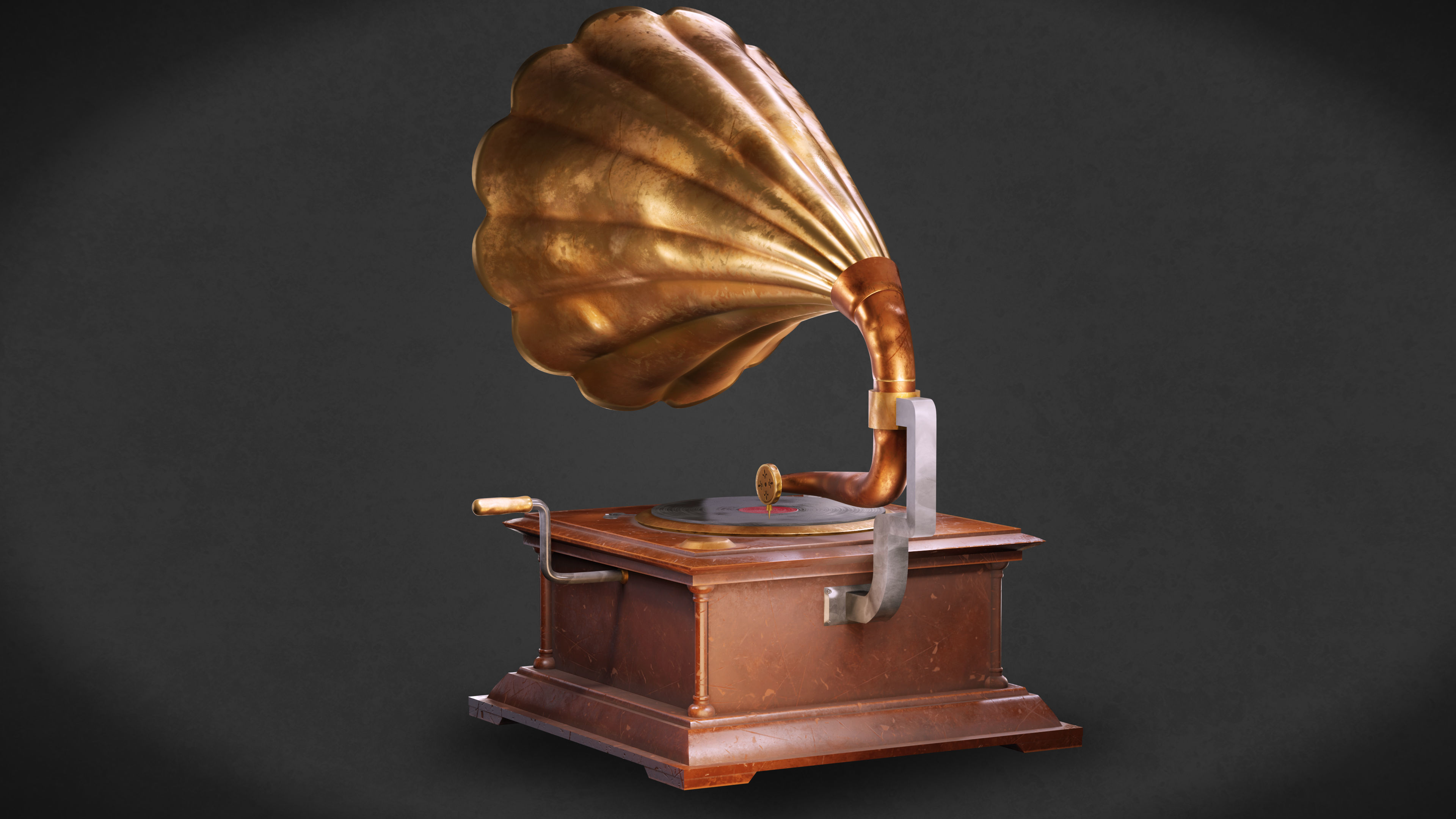 Gramphone Low Poly Game Ready gramophone Low-poly 3D model_2