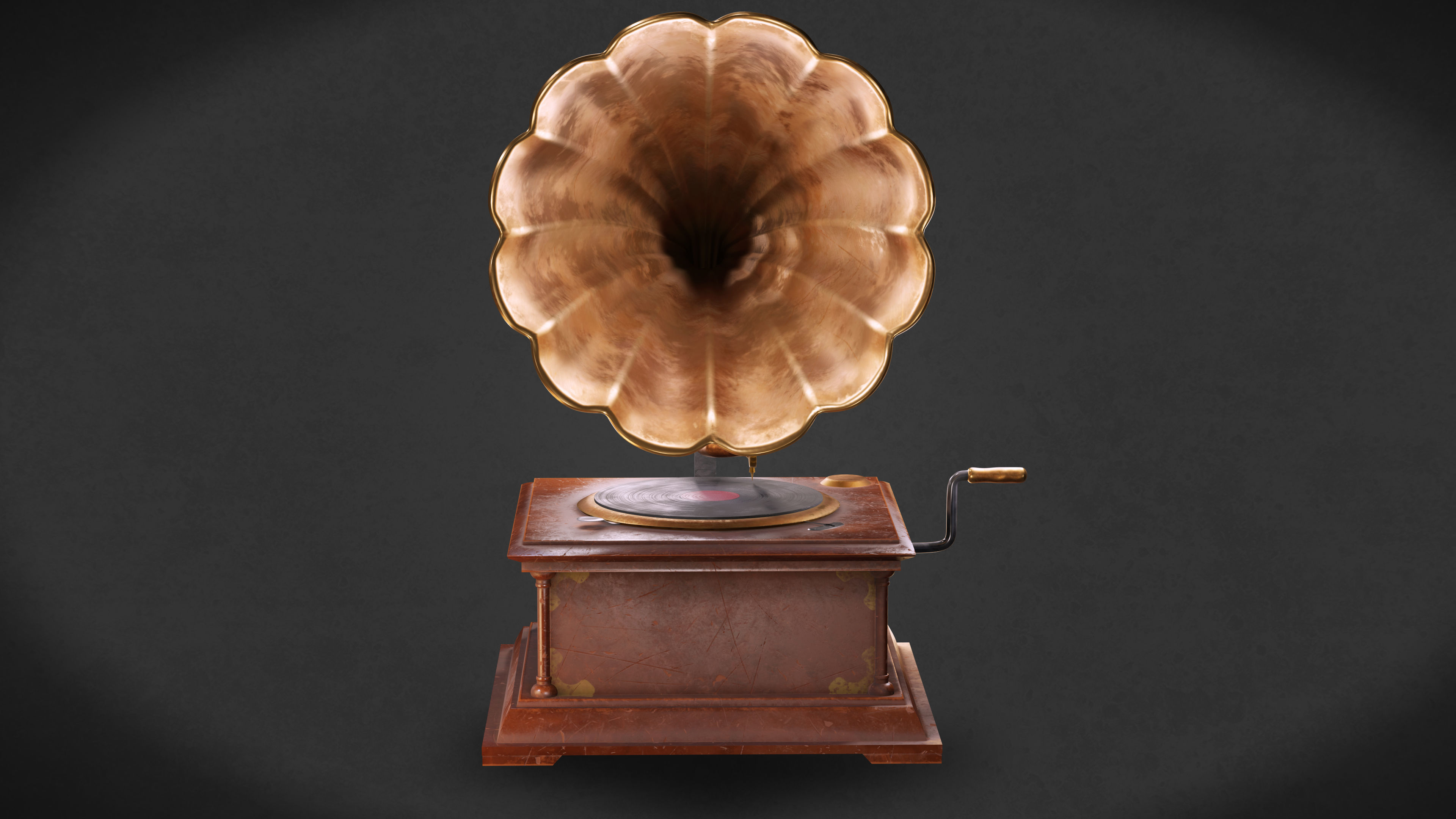 Gramphone Low Poly Game Ready gramophone Low-poly 3D model_3