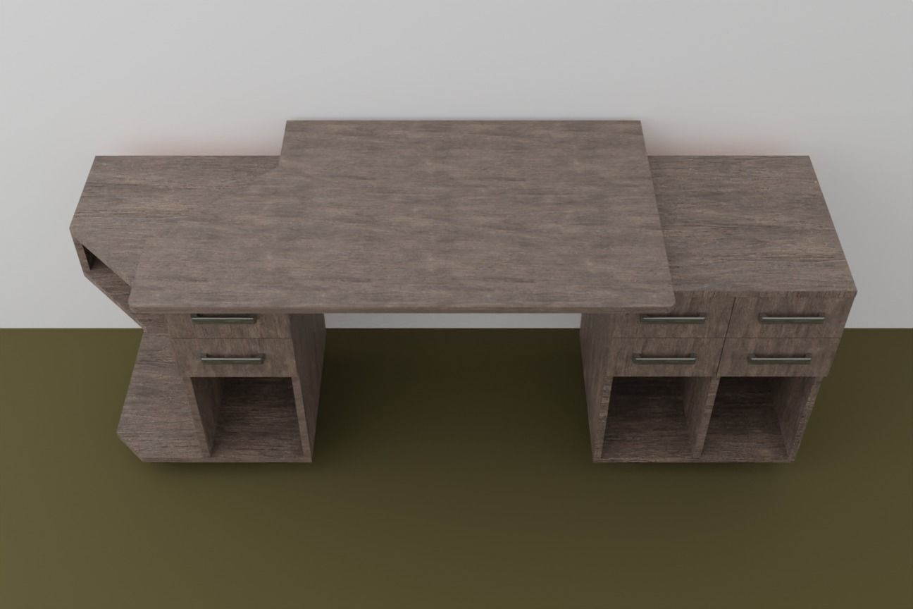 Computer Desk Free 3D model_7