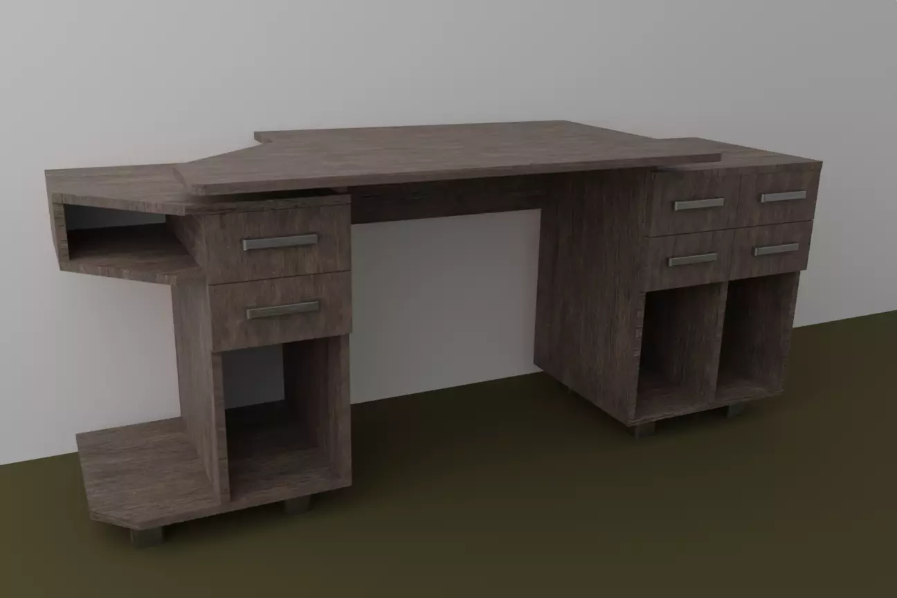 Computer Desk Free 3D model_0