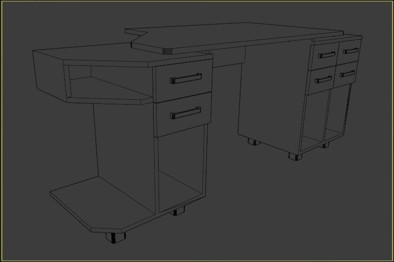 Computer Desk Free 3D model_9