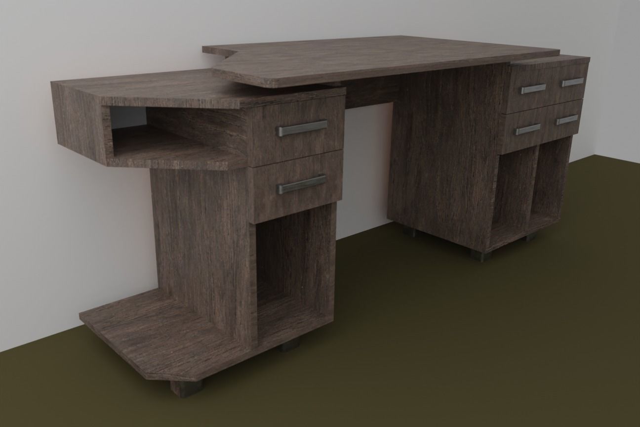 Computer Desk Free 3D model_4