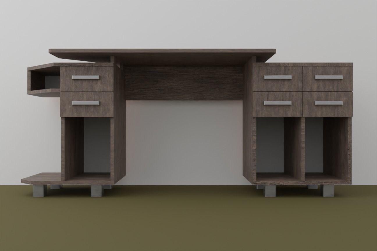 Computer Desk Free 3D model_6