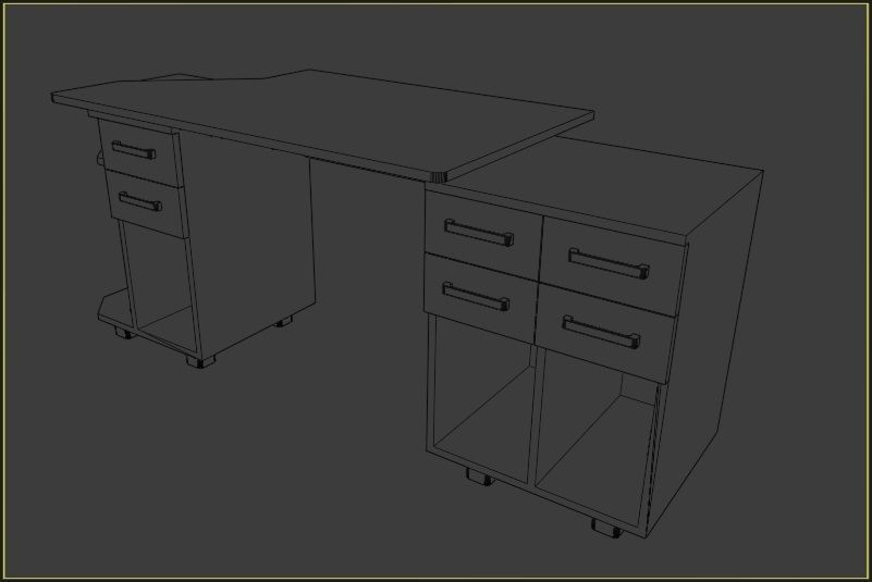 Computer Desk Free 3D model_8