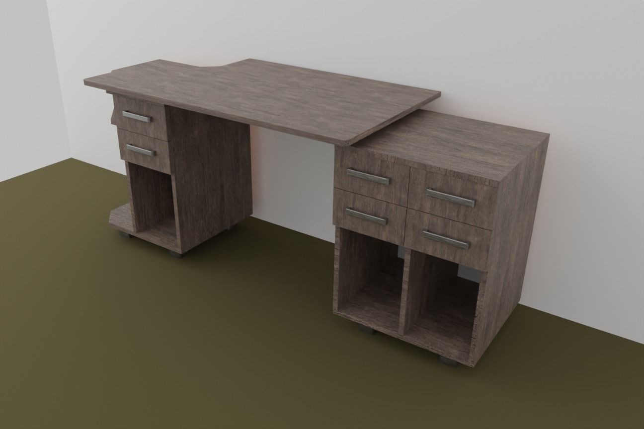 Computer Desk Free 3D model_5