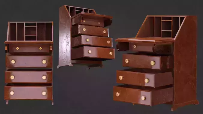 OLD CHARM LADIES BUREAU Antique Low-poly 3D model