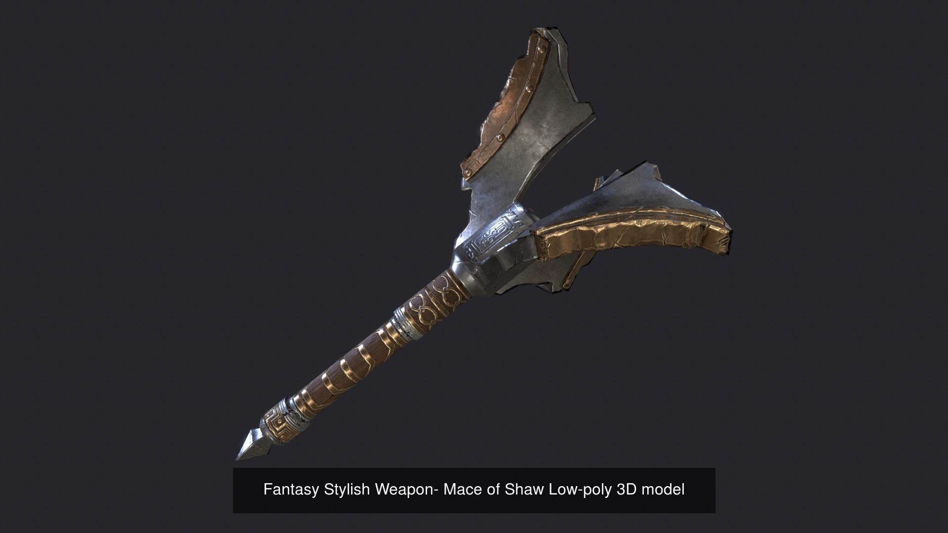 Low poly Fantasy Stylish Mace 3D Model Collection_2