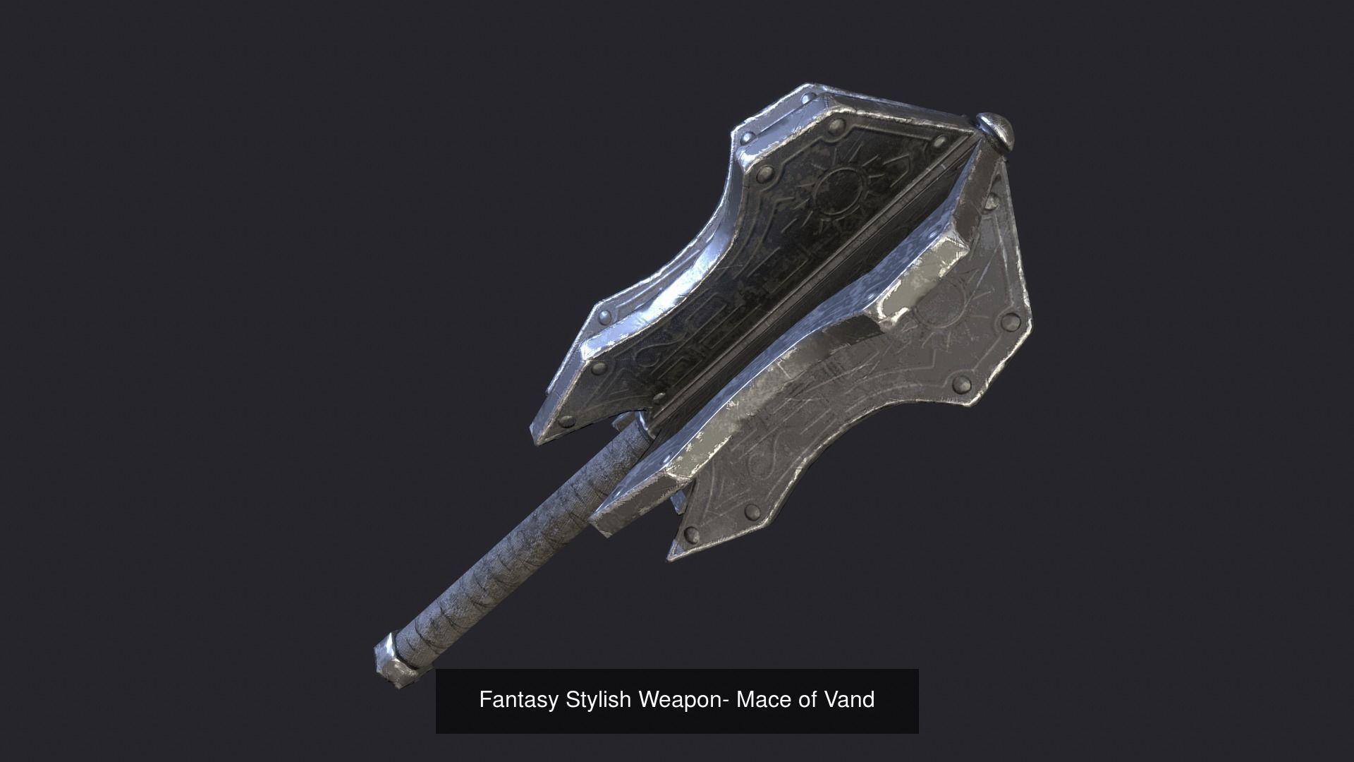 Low poly Fantasy Stylish Mace 3D Model Collection_1